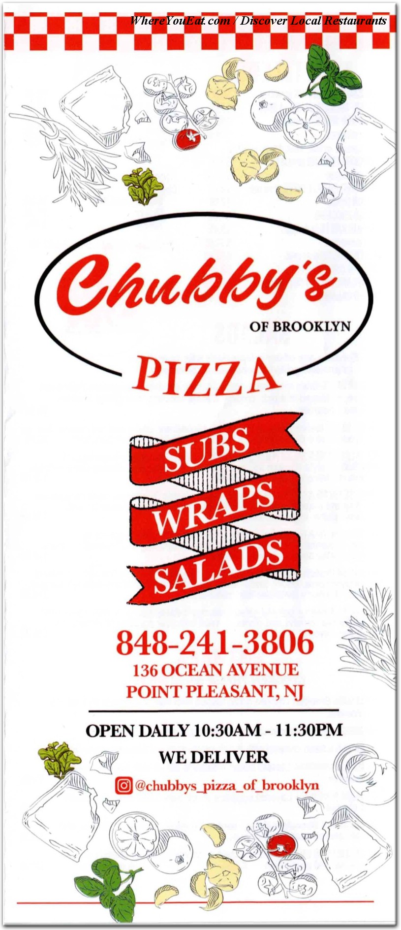Chubby's Pizza of Brooklyn Menu